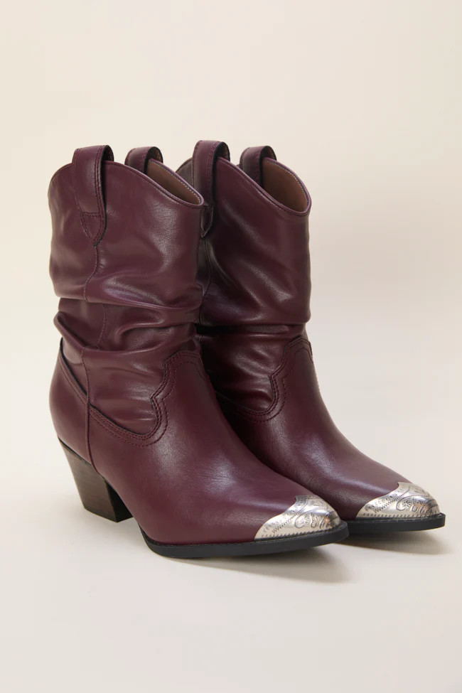 Heather Claret Slouch Boots Emily Fauver X Pink Lily | Pink Lily