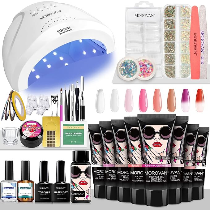 Morovan Poly Gel Nail Kit for Nails with 48W LED Nail Lamp Nail Extension Gel 8 Pcs 0.5oz with Ot... | Amazon (US)