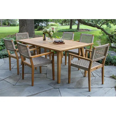 Akiva 7 Pc. Teak & Rope Dining Set | Wayfair North America