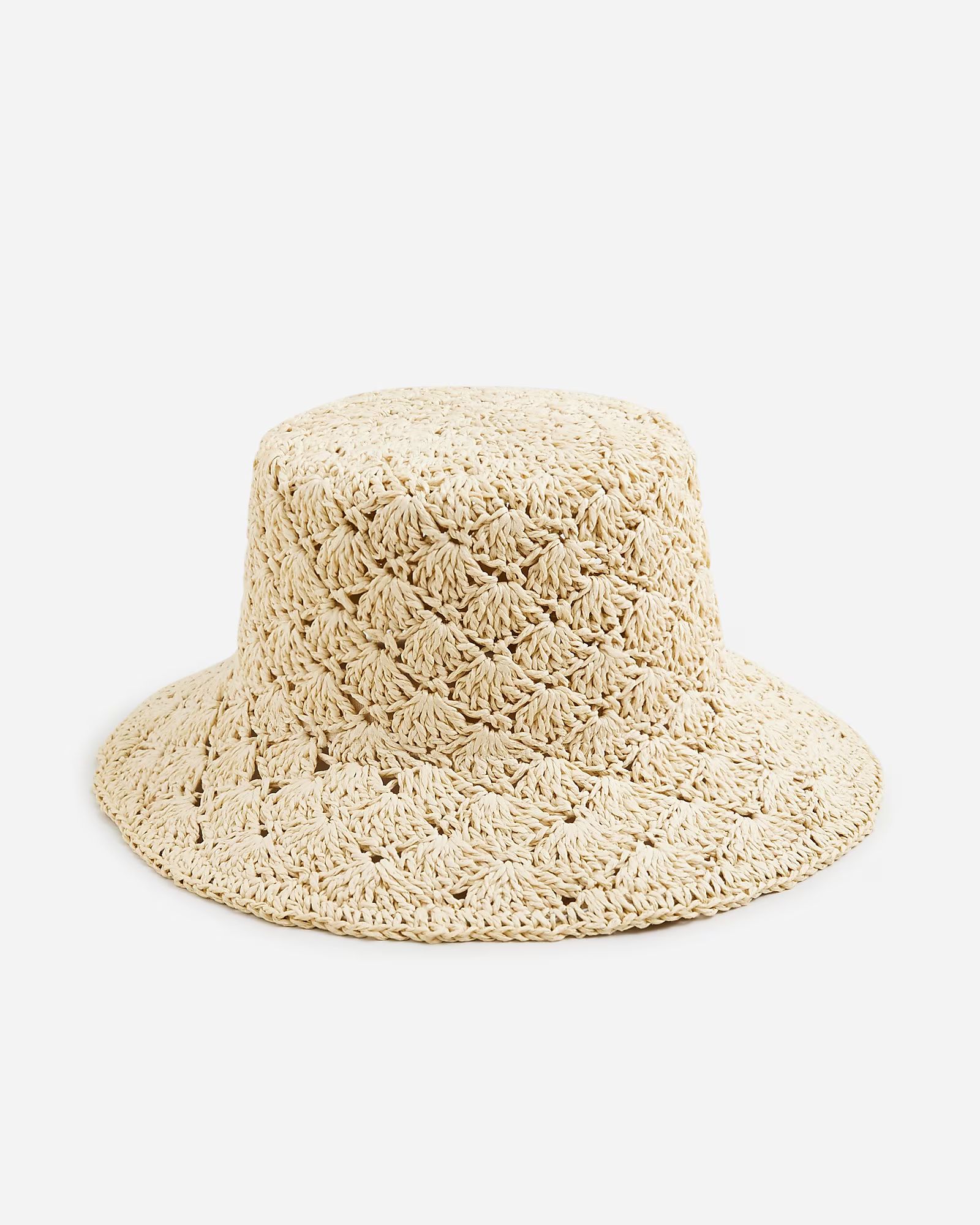 Crochet-weave faux-raffia bucket hat | J.Crew US