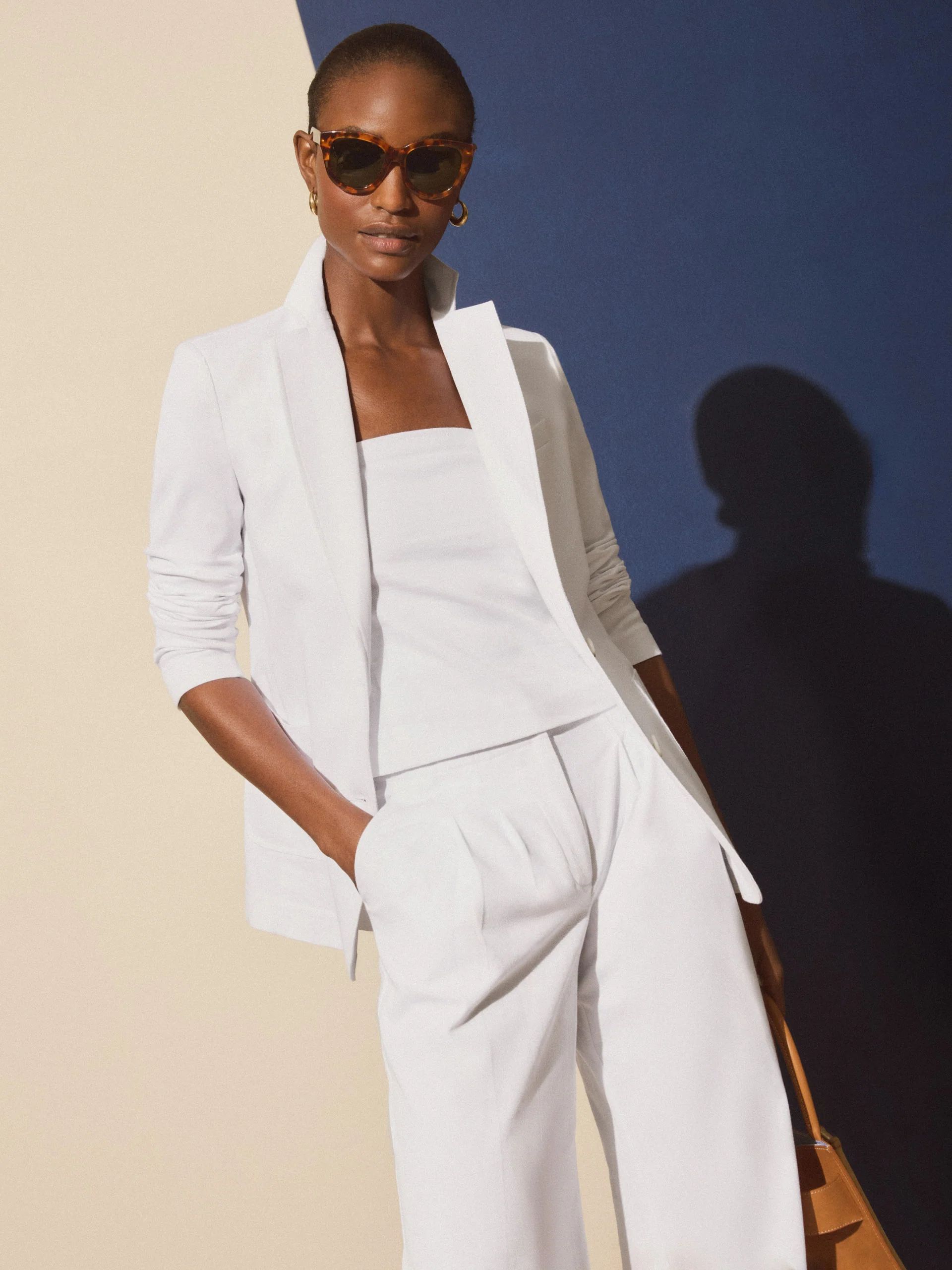 White Solid Merona Cotton Twill Blazer | Women's Jackets & Outerwear  | J.McLaughlin | J.McLaughlin