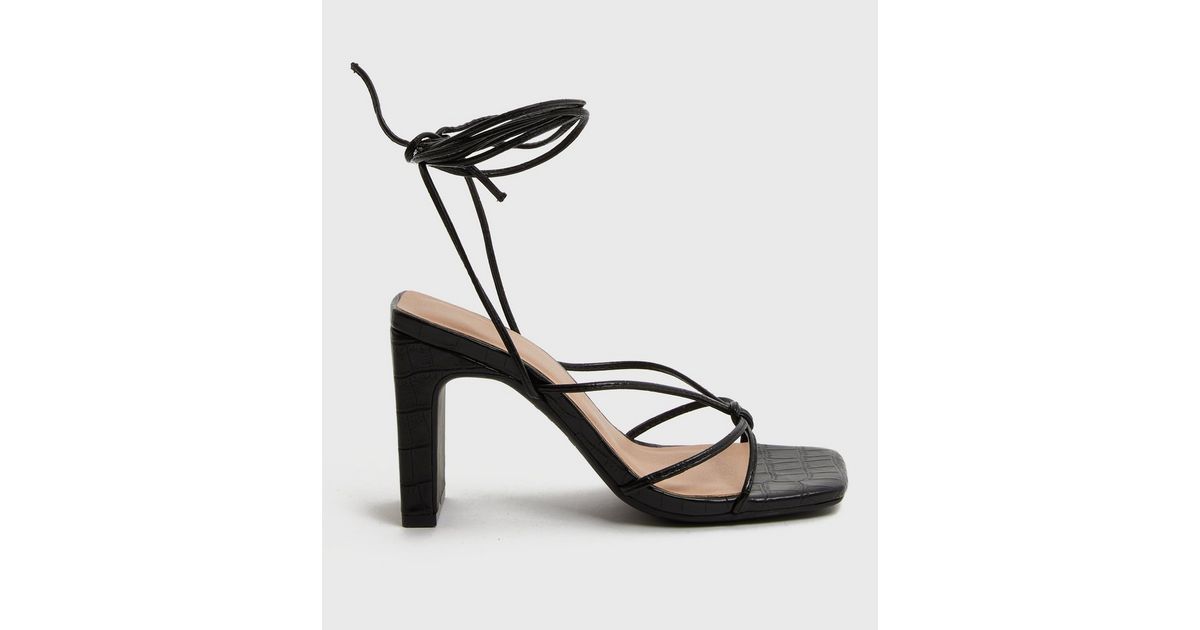 Black Faux Croc Strappy Ankle Tie Block Heel Platform Sandals
						
						Add to Saved Items
			... | New Look (UK)