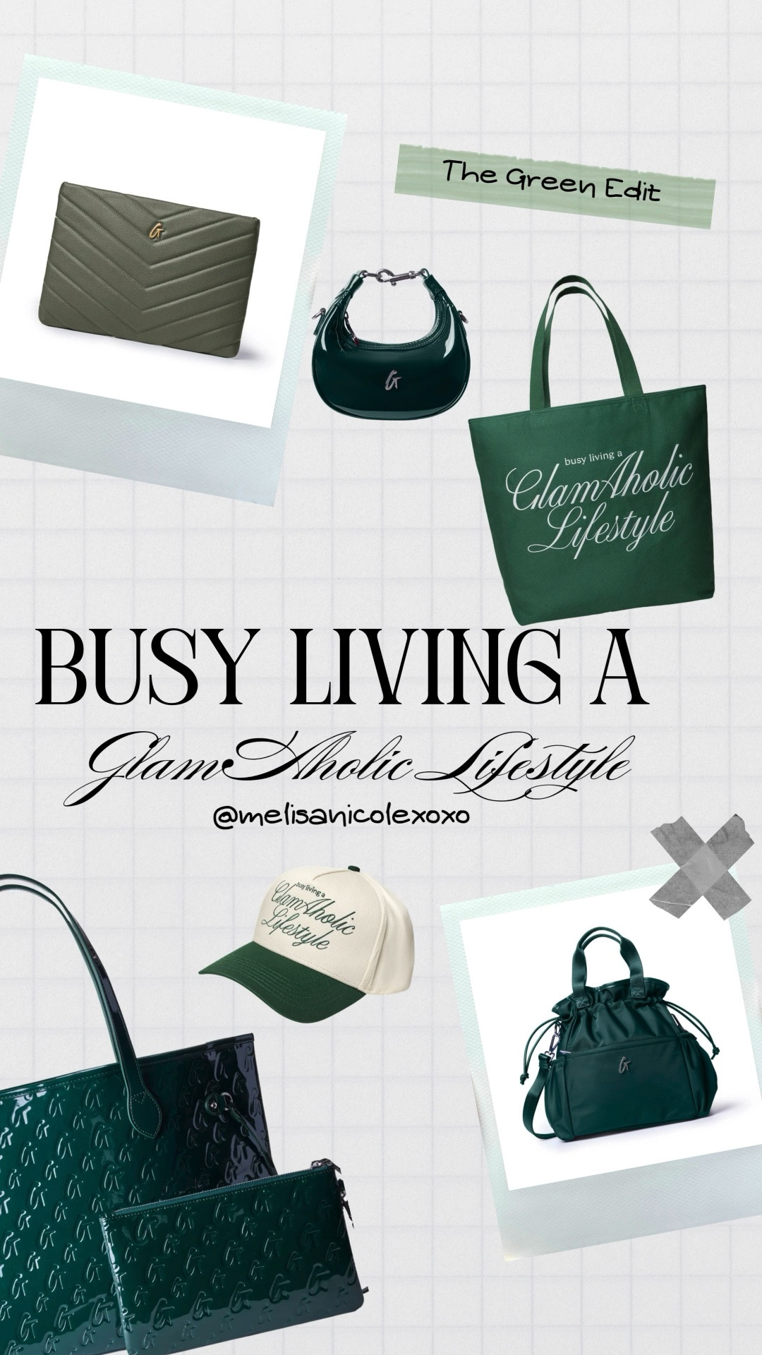 @GlamAholic Lifestyle latest collection, “Busy Living a GlamAholic Lifestyle” is now LIVE! . Here’s the Green Edit, which includes the jumbo pebble tote bag, nano mirror hobo bag, canvas tote bag, monogram glam tote and wristlet, trucker hat, dad hat, nylon lunch bag, pebble laptop sleeve, and pill case. 

#GlamAholicLifestyle 



#LTKITbag

#LTKselfcare #LTKSaleAlert #LTKTravel