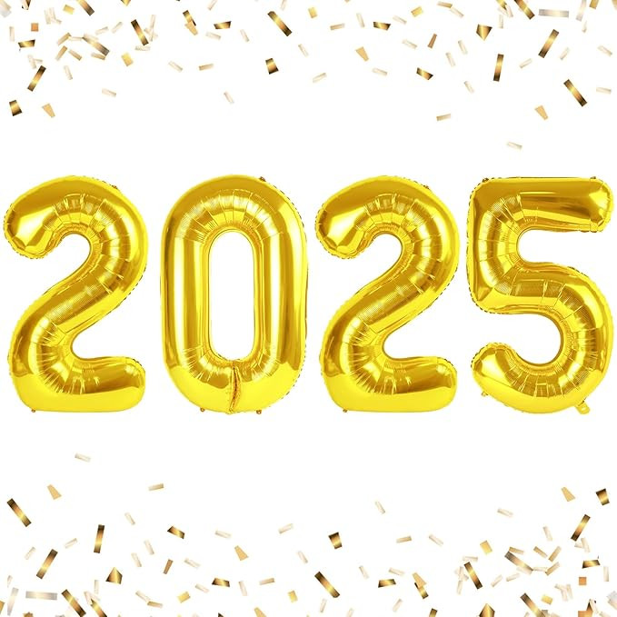 Gold 40 Inch 2025 Number Balloons, 2025 Number Balloon Decorations for Happy 2025 New Year, Foil ... | Amazon (US)