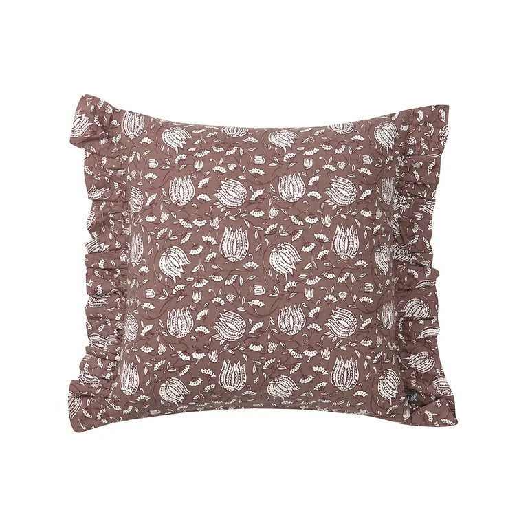 My Texas House 18" x 18" Arden Dusty Mauve Floral Cotton Decorative Pillow Cover | Walmart (US)