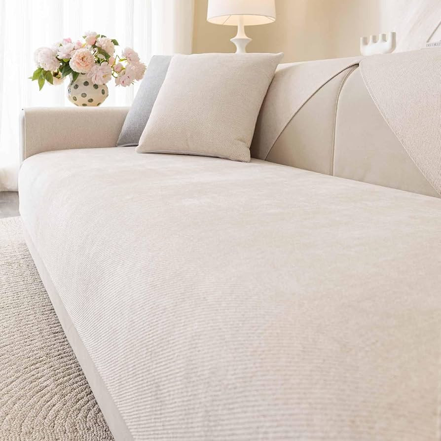 Soft Plush Couch Cover Washable, Non Slip Pluffy Sectional Sofa Covers for 3 Cushion Couch Sofa L... | Amazon (US)
