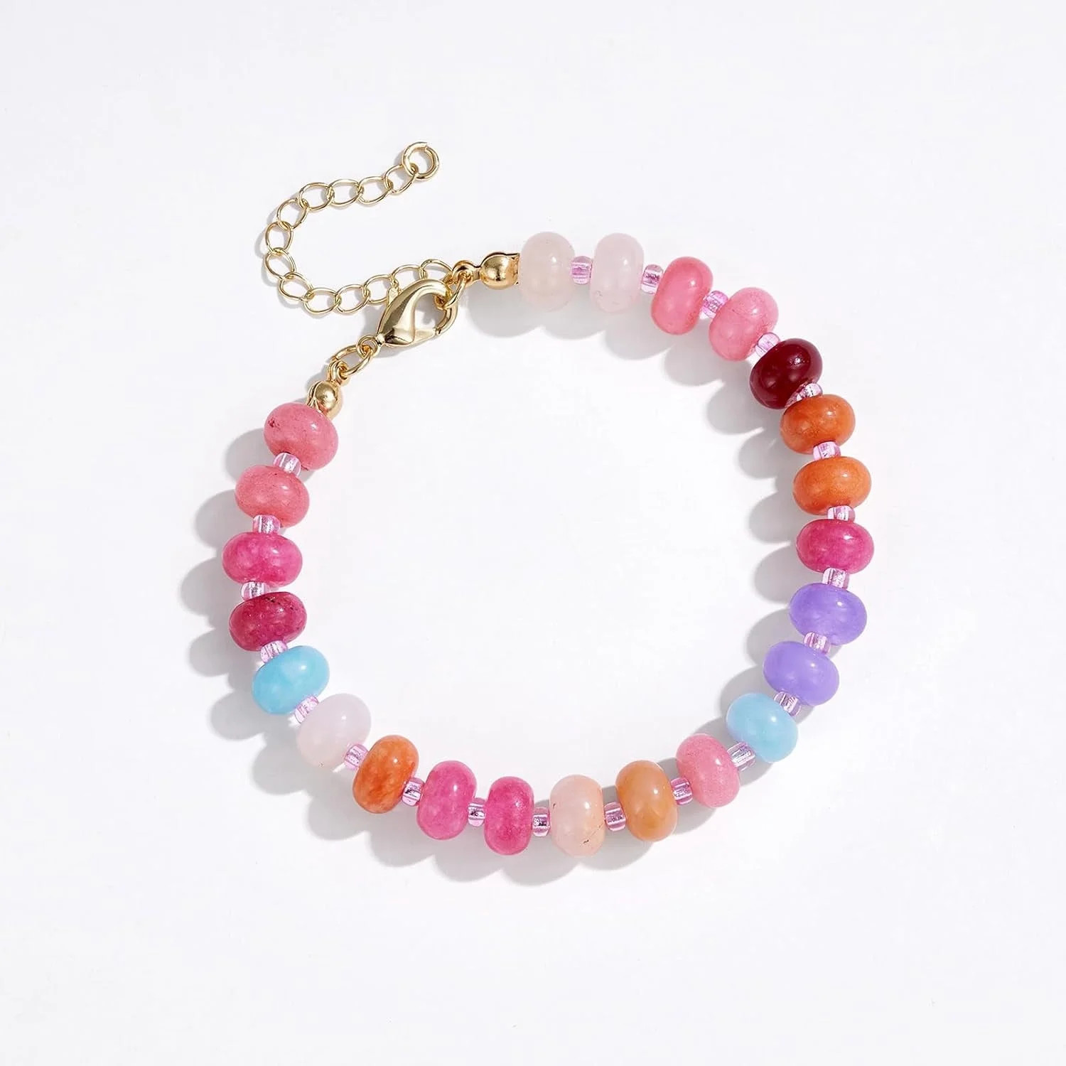 Beaded Bracelets for Women, Colorful Gemstone Boho Bead Bracelet for Beach, Natural Stone Handmad... | Walmart (US)