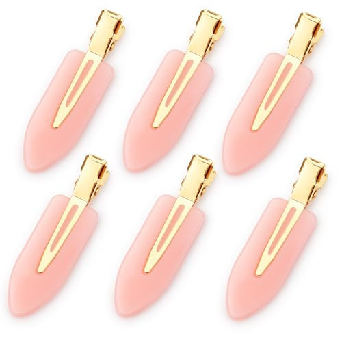 D 6 Pcs No Bend No Crease Hair Clips - Flat Makeup Clips for Women & Girls - Golden Handle (Pink) | Amazon (US)
