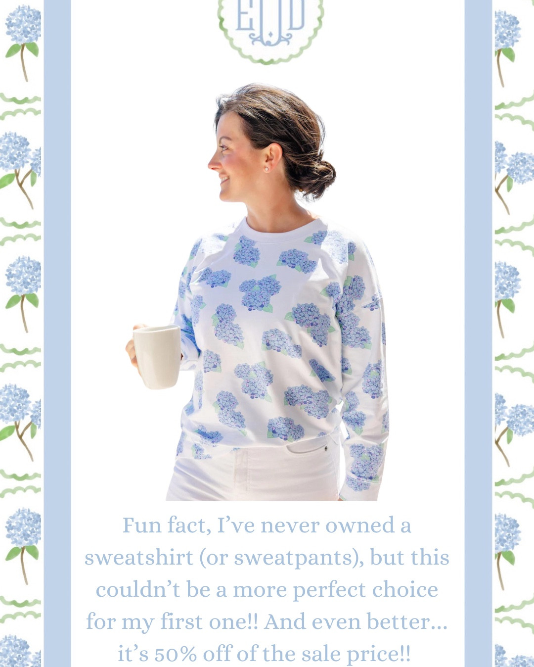 The cutest hydrangea & blue floral sweatshirts, both marked down to only $30!!! Swipe to see how cute the blue floral is! 
#pinksale #tbbc #pinkpriceparty

#LTKSeasonal #LTKSummerSales #LTKFindsUnder50