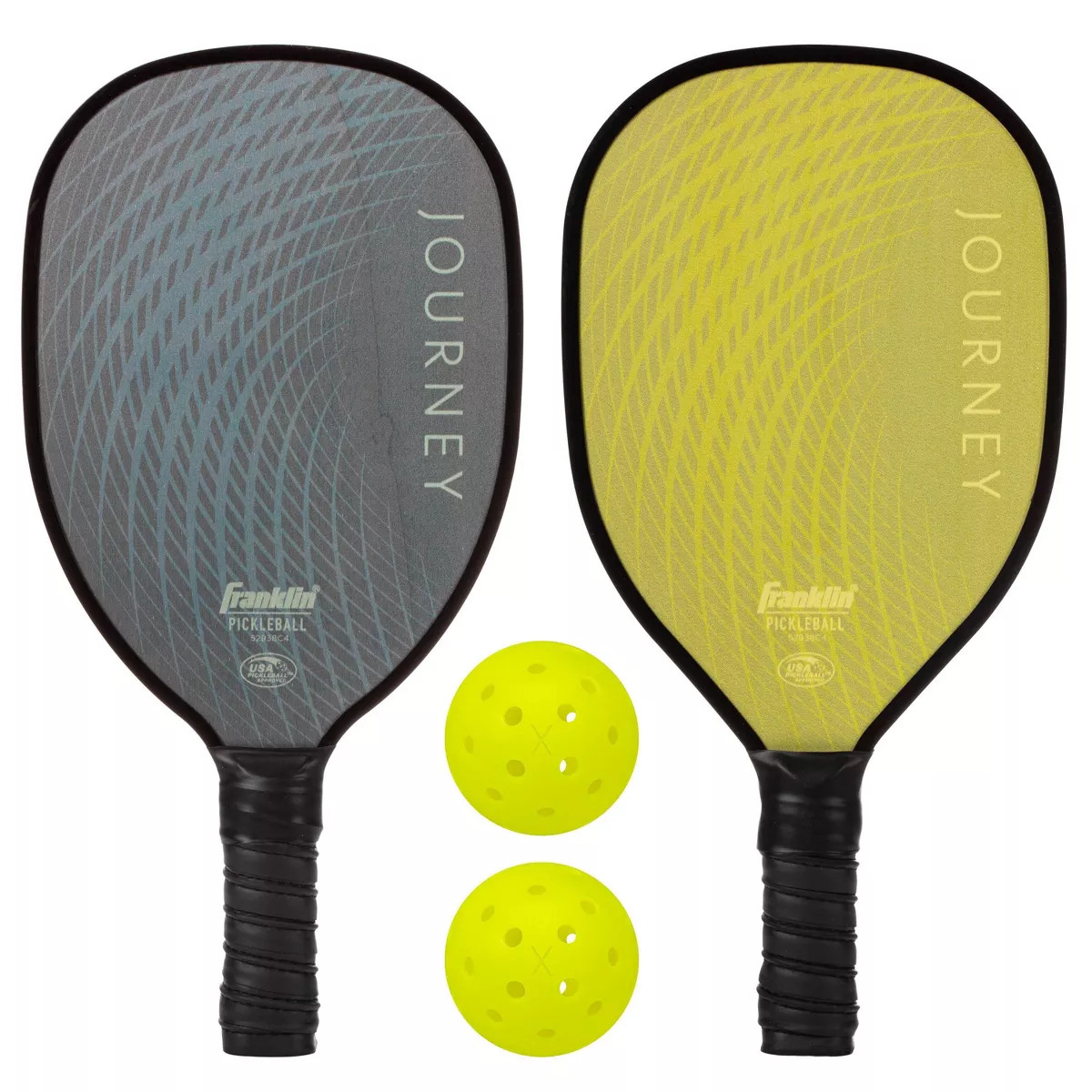 Franklin Sports 2 Player Wood Journey Pickleball Paddle and Ball Set in Mesh bag - Lime/Blue | Target