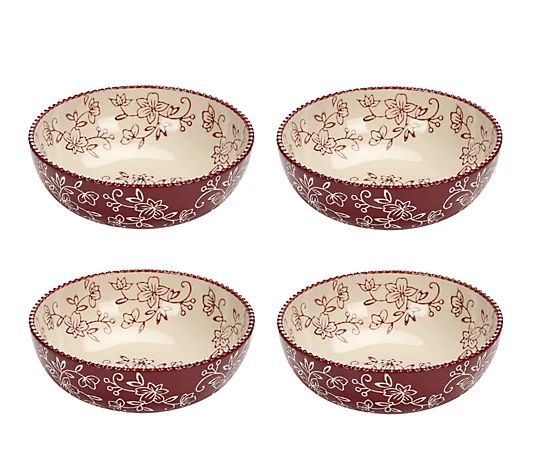 Temp-tations Floral Lace Set of (4) 18-oz Soup or Cereal Bowls | QVC