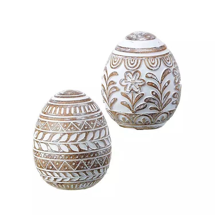 Ivory Carved Floral Easter Eggs, Set of 2 | Kirkland's Home