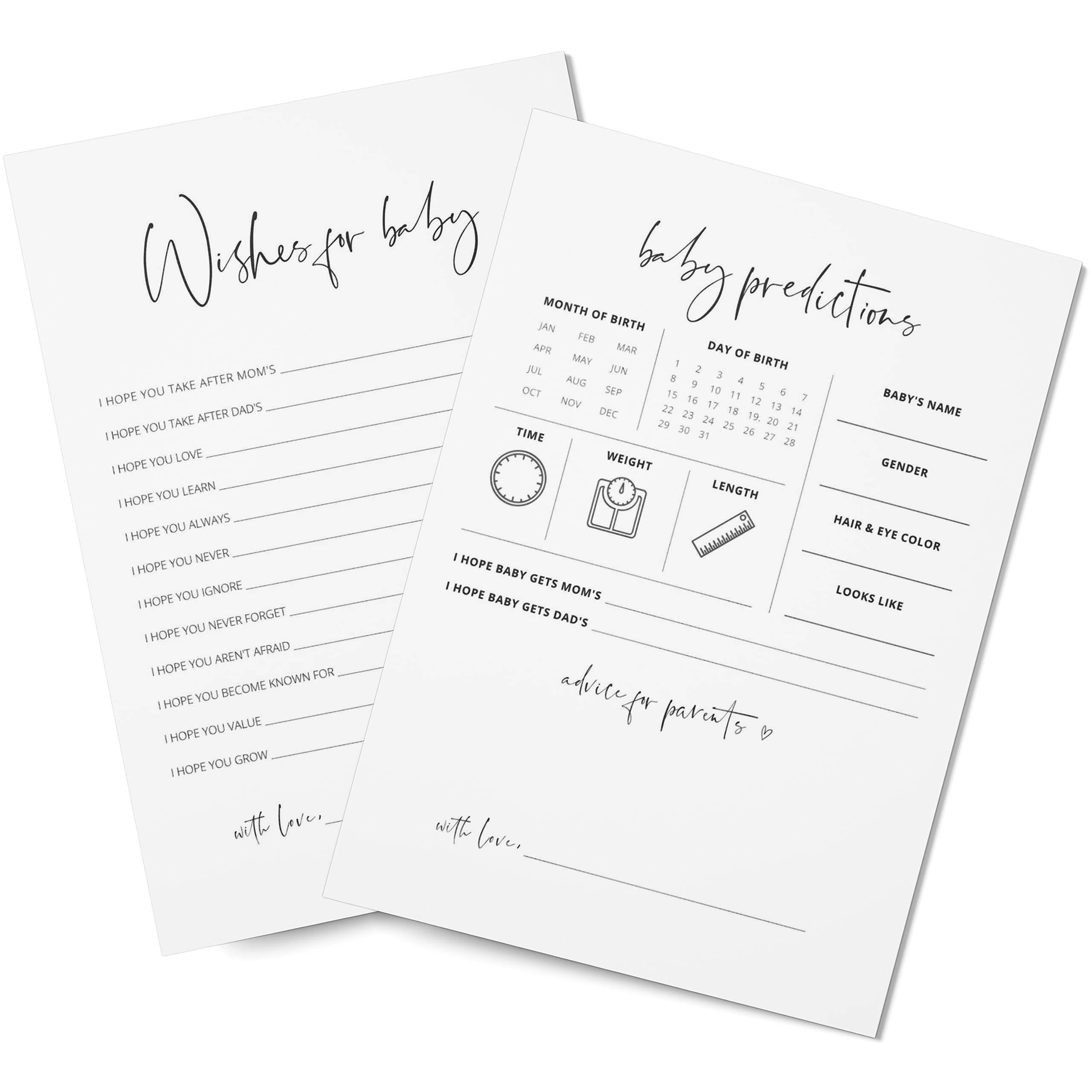 Baby Predictions & Advice Cards for Baby Shower Games Activity, Wishes for Baby, Advice for New P... | Amazon (US)