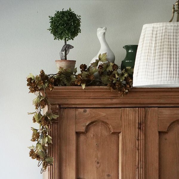 Fall Leaves and Green Hops Decorative Garland | Antique Farm House
