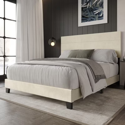 Home Design Corydon King Upholstered Panel Bed, Beige | Target