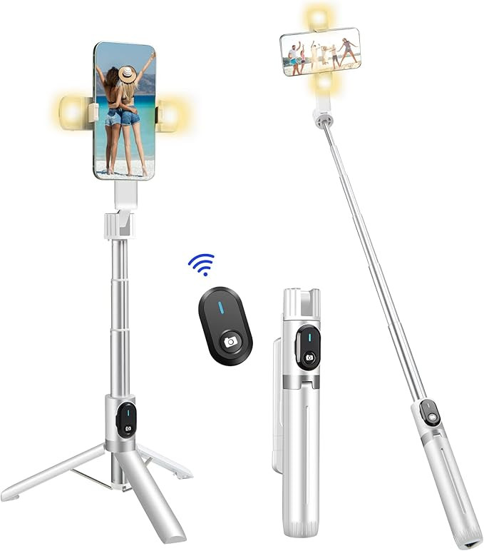 Selfie Stick with Rugged Tripod,MQOUNY Extendable 45 Inch Aluminum Alloy iPhone Tripod with Detac... | Amazon (US)