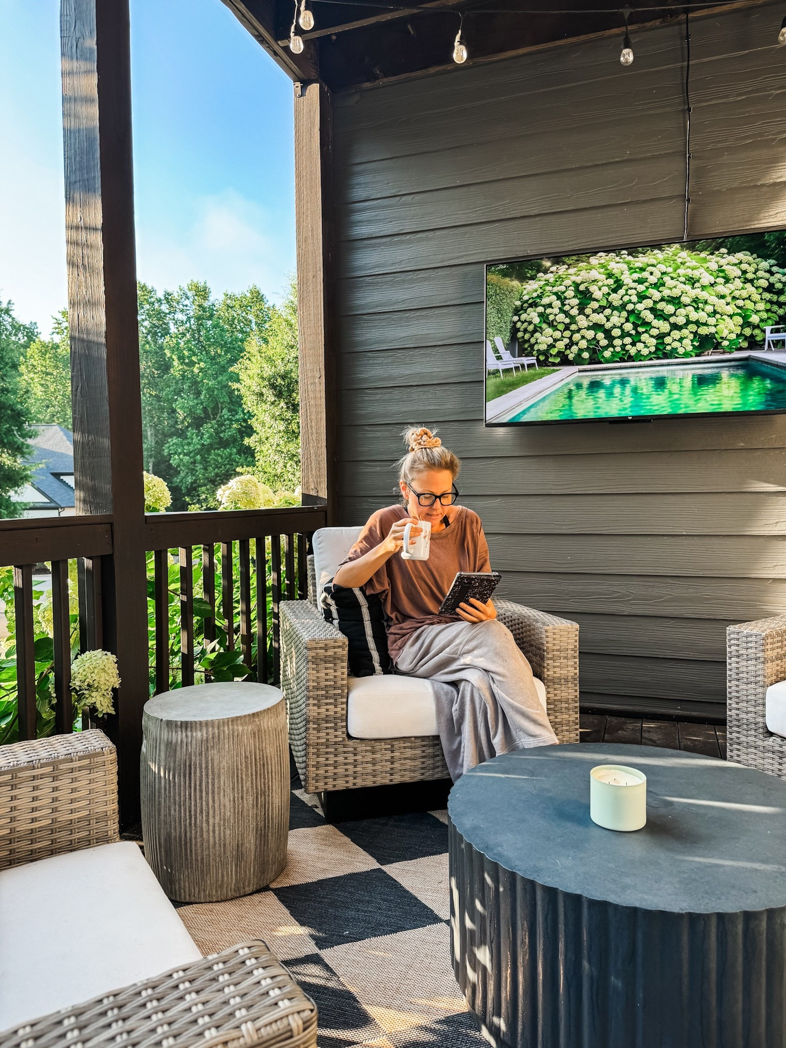 #ad Can’t get over how much we’re enjoying — not just having an extra space for company — but how we’re utilizing this conversation setup of outdoor club chairs individually, too. It’s become a fave movie spot, reading spot, working spot, picnic spot…. everything spot. I LOVE the oversized Sunbrella fabric chairs we chose at the beginning of the season and they come in both a swivel and stationary option. They ship fast and free from @Wayfair  (which is huge for furniture and pieces of this heft and scale) and I’m not surprised that we’ve been just as thrilled with these (and the tables and rug, also from #Wayfair, as we have been with our other home furnishings we use from them daily. I just KNOW we’re gonna be loving this setup in the fall, too!!  #wayfairpartner

#LTKHome #LTKSeasonal #LTKdayinmylife