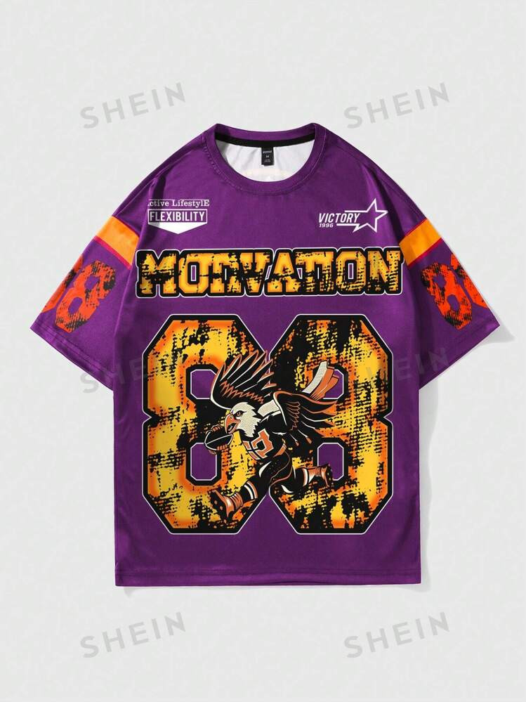 ROMWE Street Life Men's 88 Graphic Print Short Sleeve T-Shirt, Sportswear Vintage Style | SHEIN