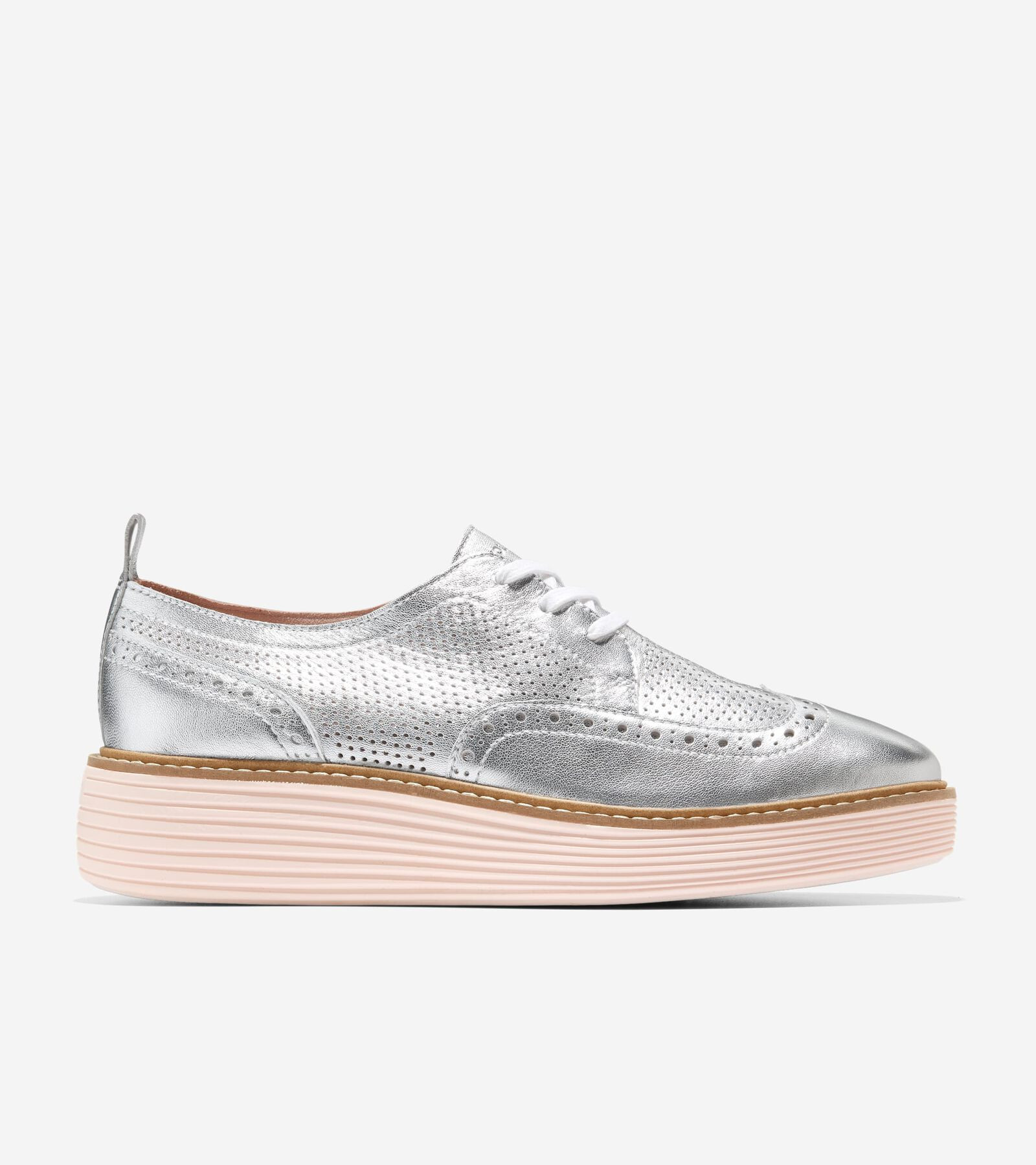 Cole Haan Women's Øriginal Grand Platform Wingtip Oxford Shoes - Silver Size 10.5 | Cole Haan (US)