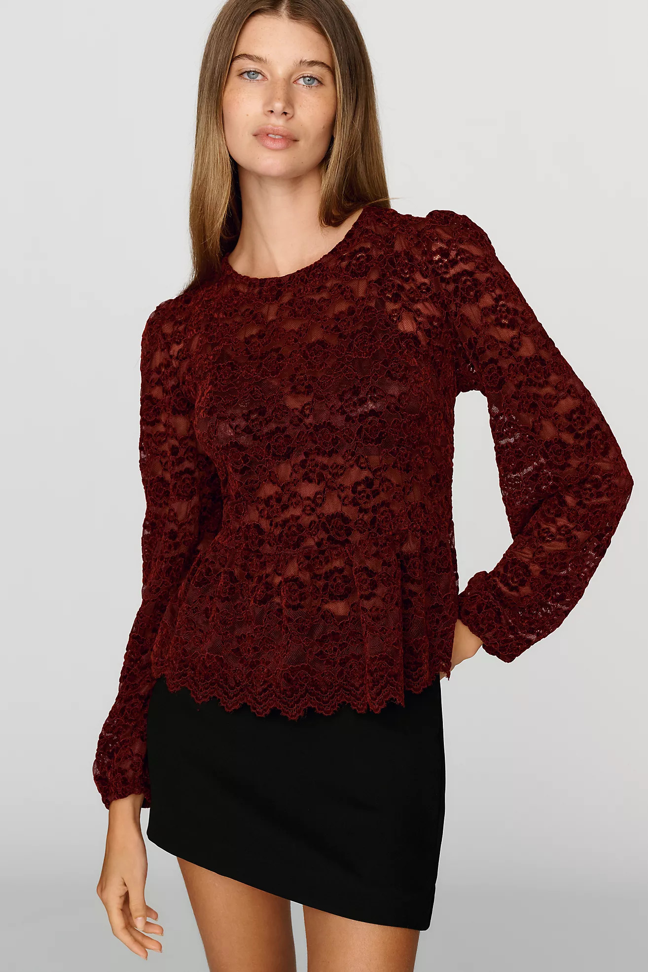 Sheer Lace Peplum Top | Anthropologie (US)