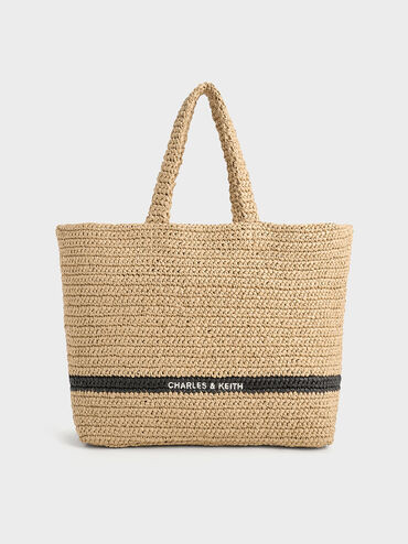 Beige Allegra Knitted Tote Bag | CHARLES & KEITH | Charles & Keith CA