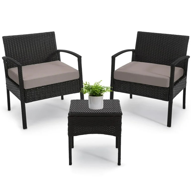 Tappio 3 Piece Outdoor Patio Furniture Set Outdoor Rattan Furniture, Patio Chairs Set of 3, Ratta... | Walmart (US)