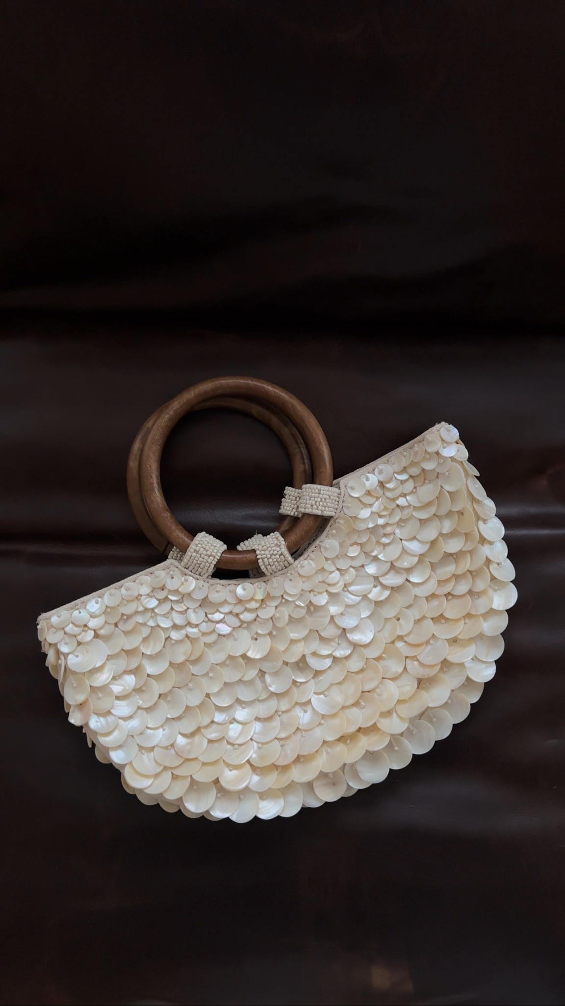 Faux mother of pearl half moon summer bag 