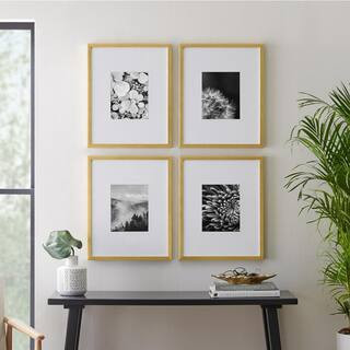 16"" x 20"" Matted to 8"" x 10"" Gold Gallery Wall Picture Frame (Set of 4) | The Home Depot