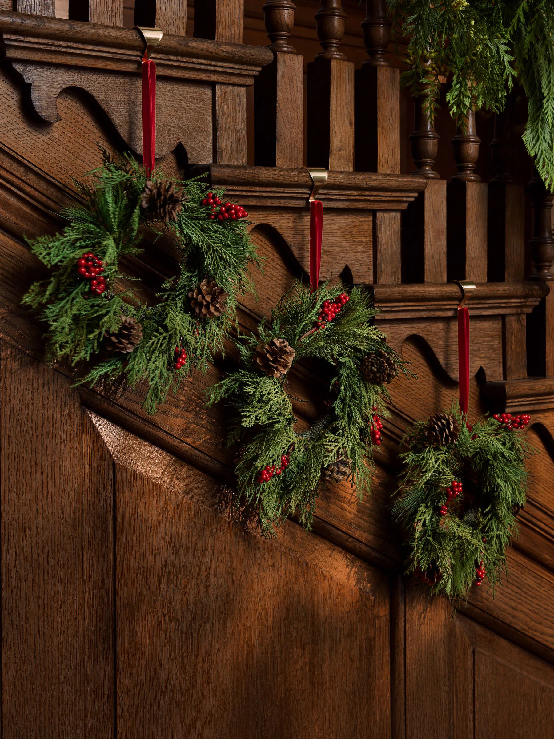 Next Set of 3 Green Mini Berry Hanging Wreaths | Next US
