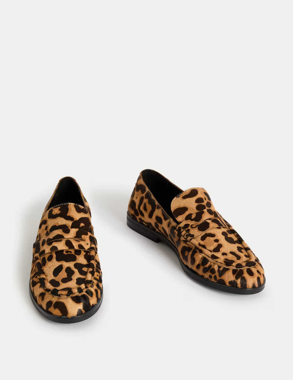 Leather Leopard Print Flat Loafers | Marks & Spencer (UK)