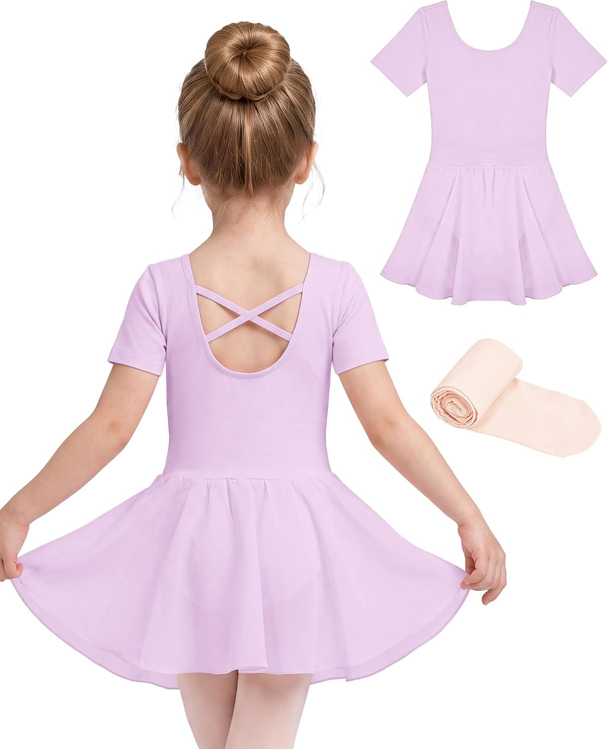 Stelle Girls Criss-Cross Back Leotards Skirt with Tights for Ballet/Dance | Amazon (US)