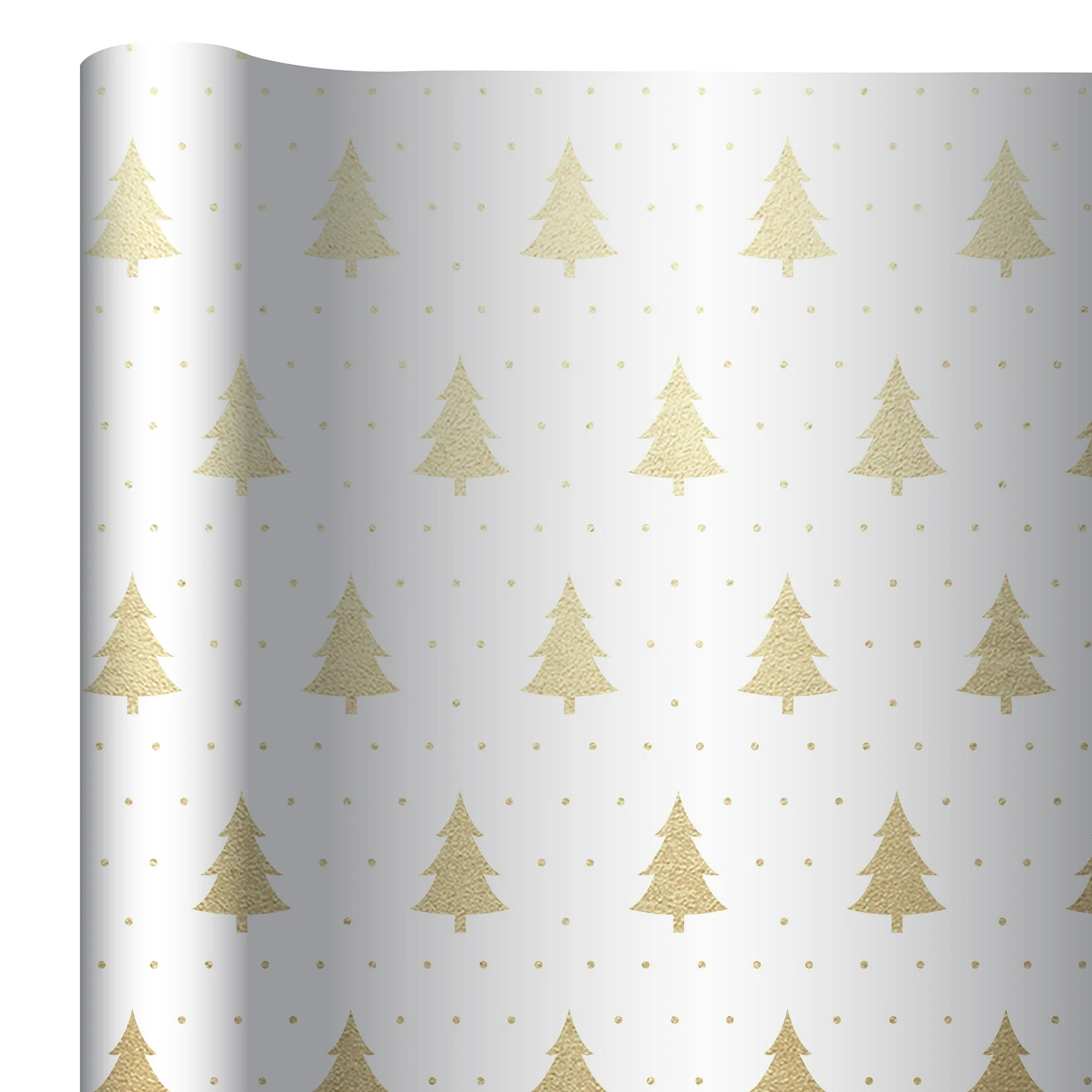 Gold and White Trees Premium Heavyweight Christmas Wrapping Paper, 25 sq ft, by My Texas House | Walmart (US)