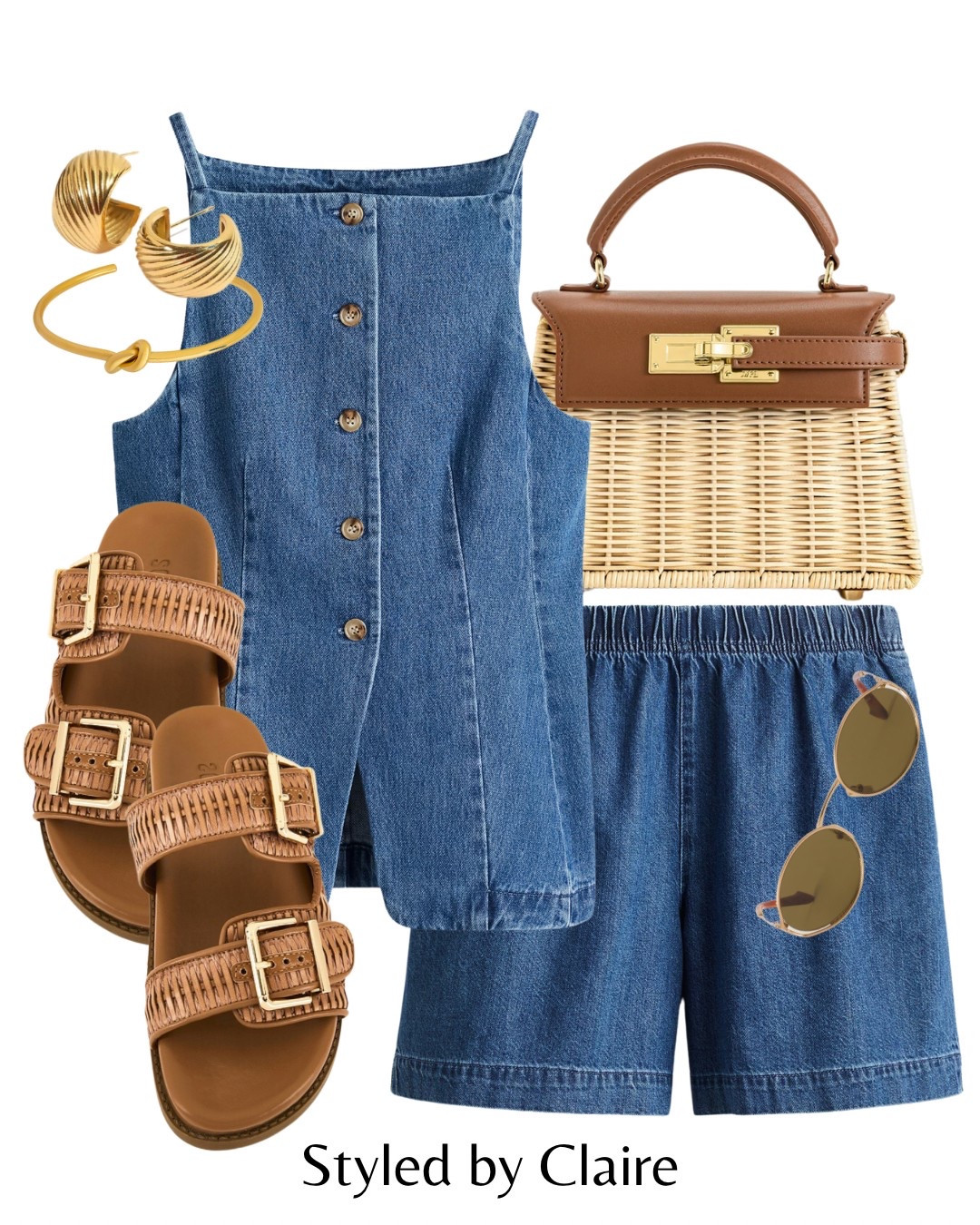 Denim waistcoat & shorts set❤️‍🔥
Tags: H&M tailored button up top raffia rattan wicker mini bag brown sandals strap sunglasses miu miu fashion summer inspo outfit ideas chic women’s style Dubai Barcelona Ibiza city break capsule wardrobe basics affordable style holiday vacationn

#LTKsummer #LTKstyletip