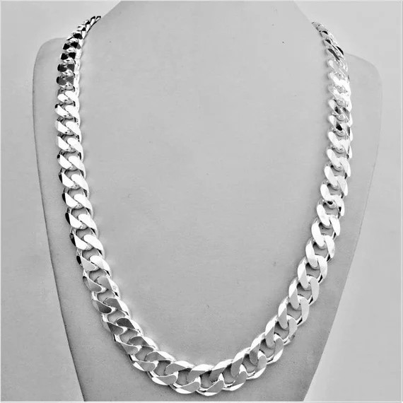 925 Solid Cuban Sterling Silver Miami Cuban Chain Chunky Heavy - Etsy | Etsy (US)