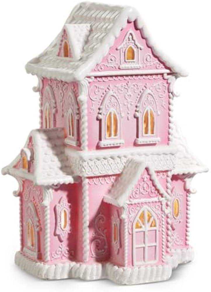 One Holiday Way 14-Inch Lighted Pastel Pink Gingerbread House - Decorative Light Up Faux Victoria... | Amazon (US)