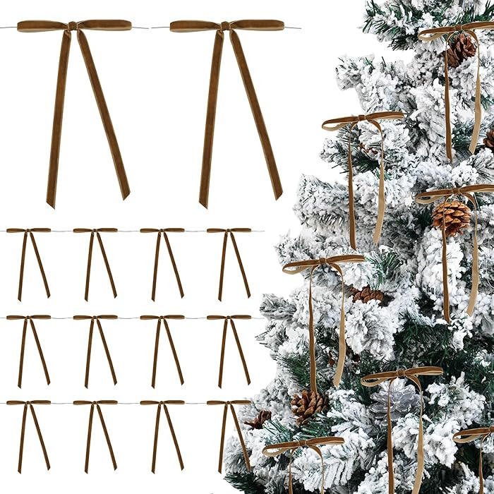 AIMUDI Brown Velvet Bows 4.5" x 7" Velvet Bows for Christmas Tree Christmas Bows for Gift Wrappin... | Amazon (US)