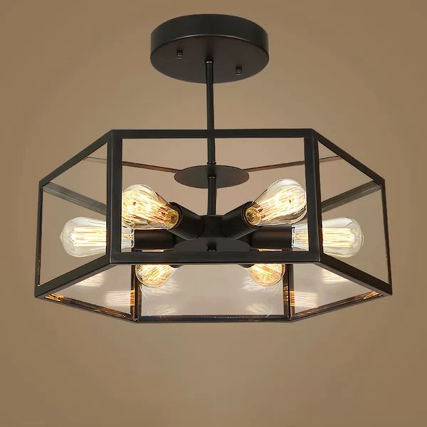 Rhone 6 - Light 21.65'' Caged Geometric Semi Flush Mount | Wayfair North America