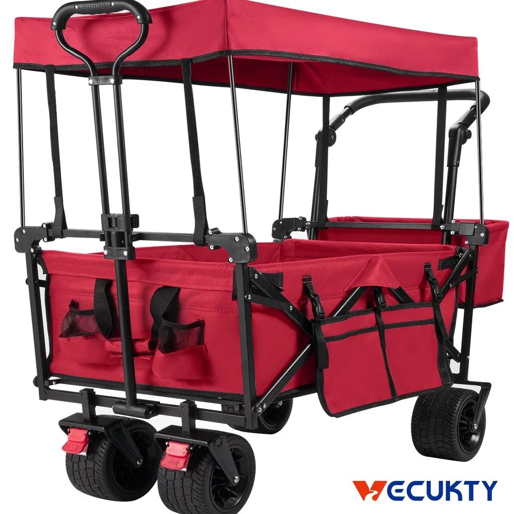 Collapsible Garden Wagon Cart with Removable Canopy, VECUKTY Foldable Wagon Utility Carts with Wh... | Walmart (US)