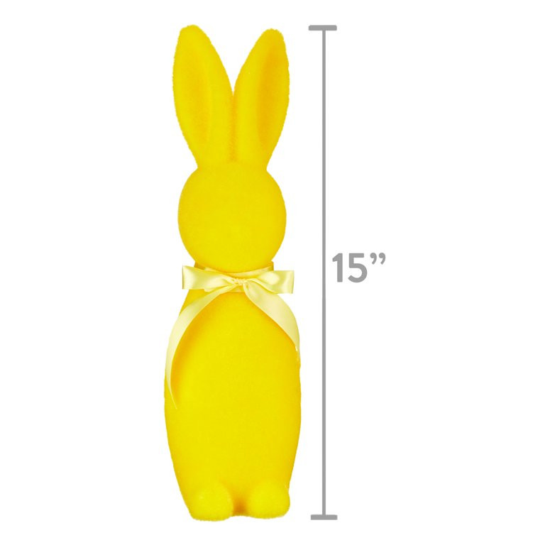 Way to Celebrate Easter Flocked Bunny Decor, Yellow, 16" | Walmart (US)