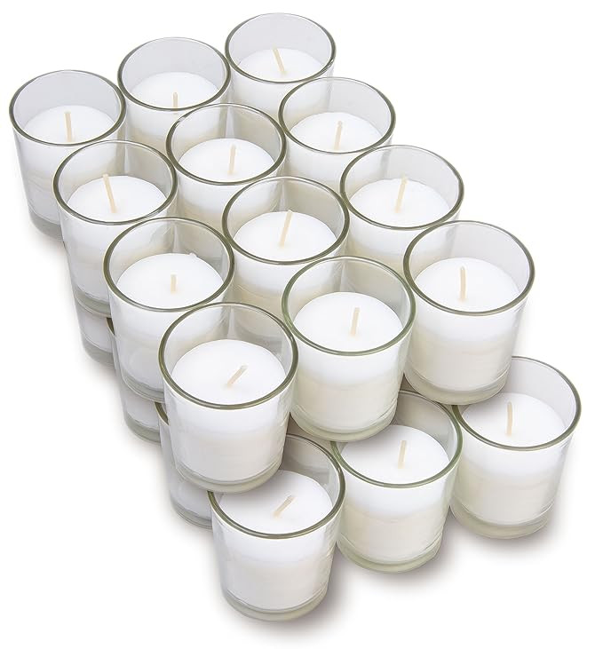 Harmonic Blossom Glass Votives 24 Pack - Premium White Unscented Votive Candles in Clear Elegant ... | Amazon (US)