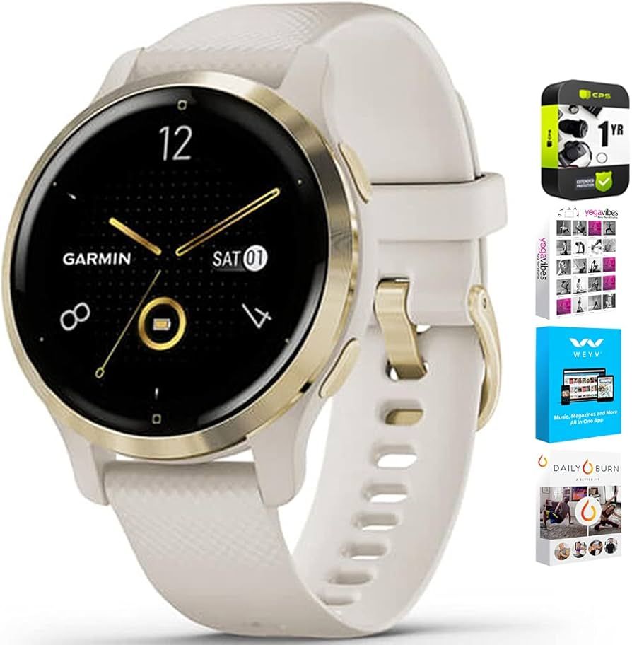 Garmin 010-02429-01 Venu 2S Fitness Smartwatch Light Gold Bezel with Light Sand Silicone Band Bun... | Amazon (US)