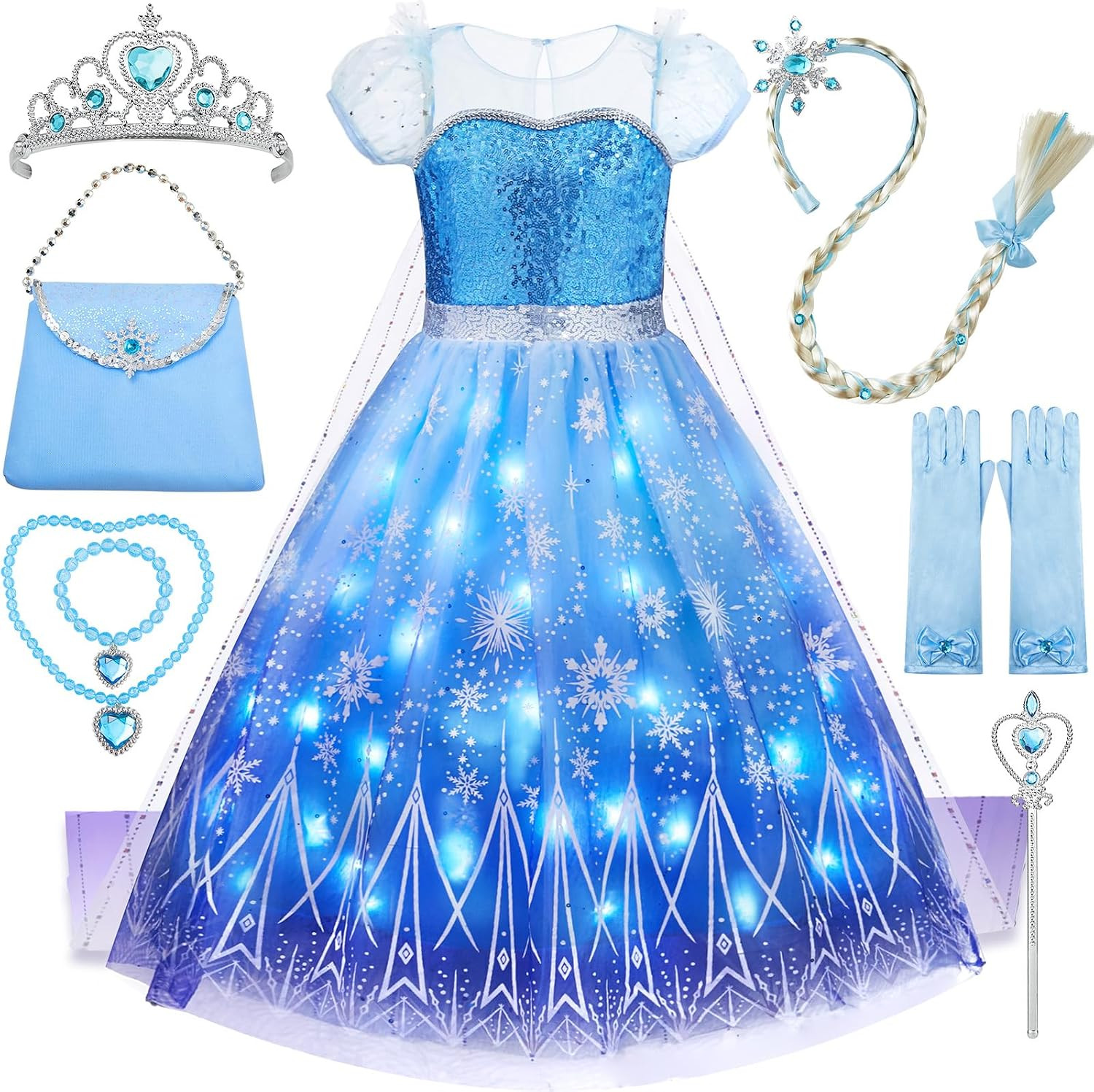 Princess Dresses for Girls Halloween Light Up Princess Costume for Christmas Toddler Princess Dress Up Clothes | Amazon (US)