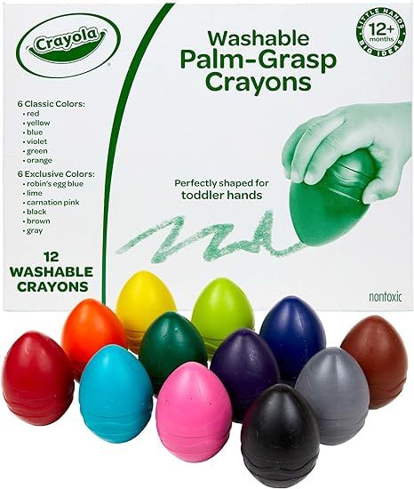 Crayola Toddler Crayons in Egg Shape (12ct), Jumbo Washable Crayons, Big Crayons For Toddlers, To... | Amazon (US)