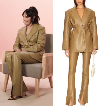 Danielle Olivera’s Tan Leather Pant Suit on The After Show 