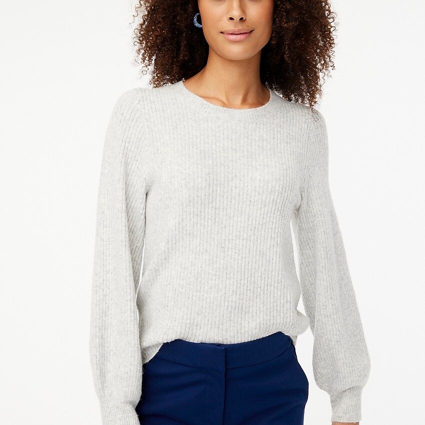 Factory: Ribbed puff-sleeve sweater in extra-soft yarn for women | J.Crew Factory