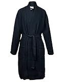 BC BARE COTTON Long Waffle Kimono Women Robe, Small/Medium, Black | Amazon (US)
