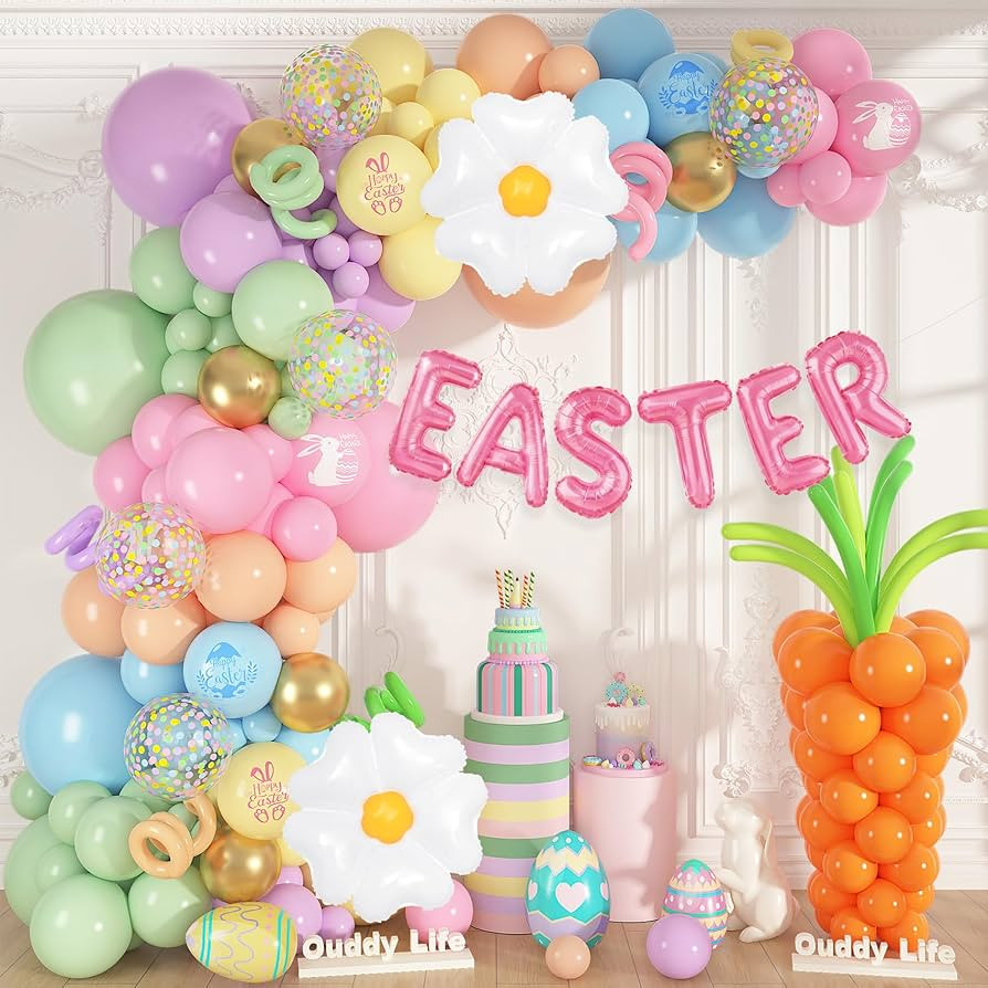 Ouddy Life 187 PCS Easter Balloons Arch Garland Kit, Easter Party Decorations with Daisy Flower F... | Amazon (US)