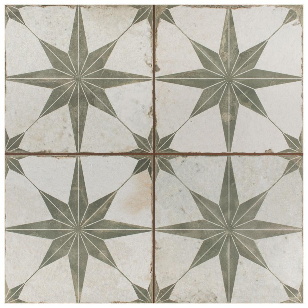 Merola Tile Take Home Tile Sample - Kings Star Sage 9 in. x 9 in. Ceramic Floor and Wall, Multi | The Home Depot
