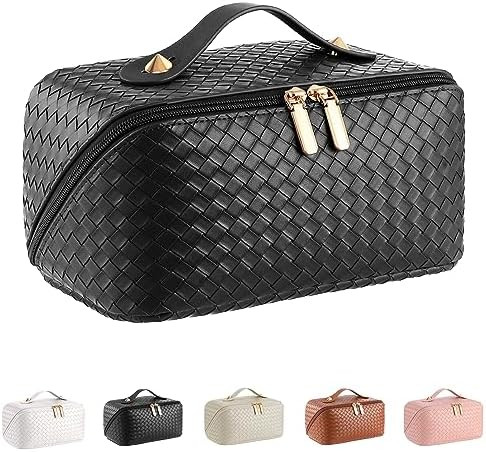 Large Capacity Travel Cosmetic Bag - Portable Makeup Bags for Women Waterproof PU Leather Checker... | Amazon (US)