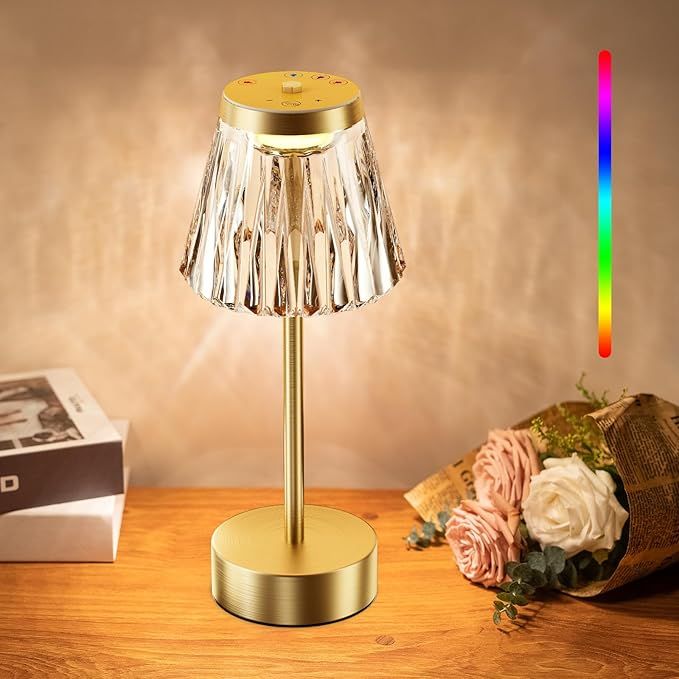 AONTESS Table Lamp Bedside Lamps Nightstand: Dimmable Touch Light for Bedroom - Cordless Crystal ... | Amazon (US)
